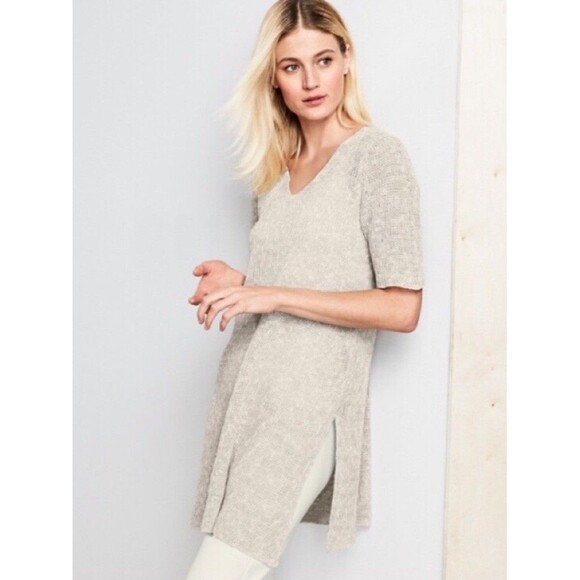 Eileen Fisher Organic Melange Linen Grain Knit Pullover Top Tunic Size XS - Picture 2 of 7